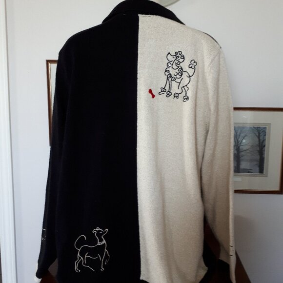Sweater Coat for the Dog Lover - Sz. L - TanJay - Black /Cream - Picture 2 of 12
